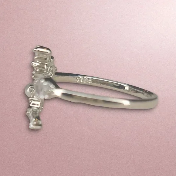 Open Half Moon Star Ring 925 Sterling Silver White Gold Plated CZ Pearl Sz 6.5 - Picture 4 of 8